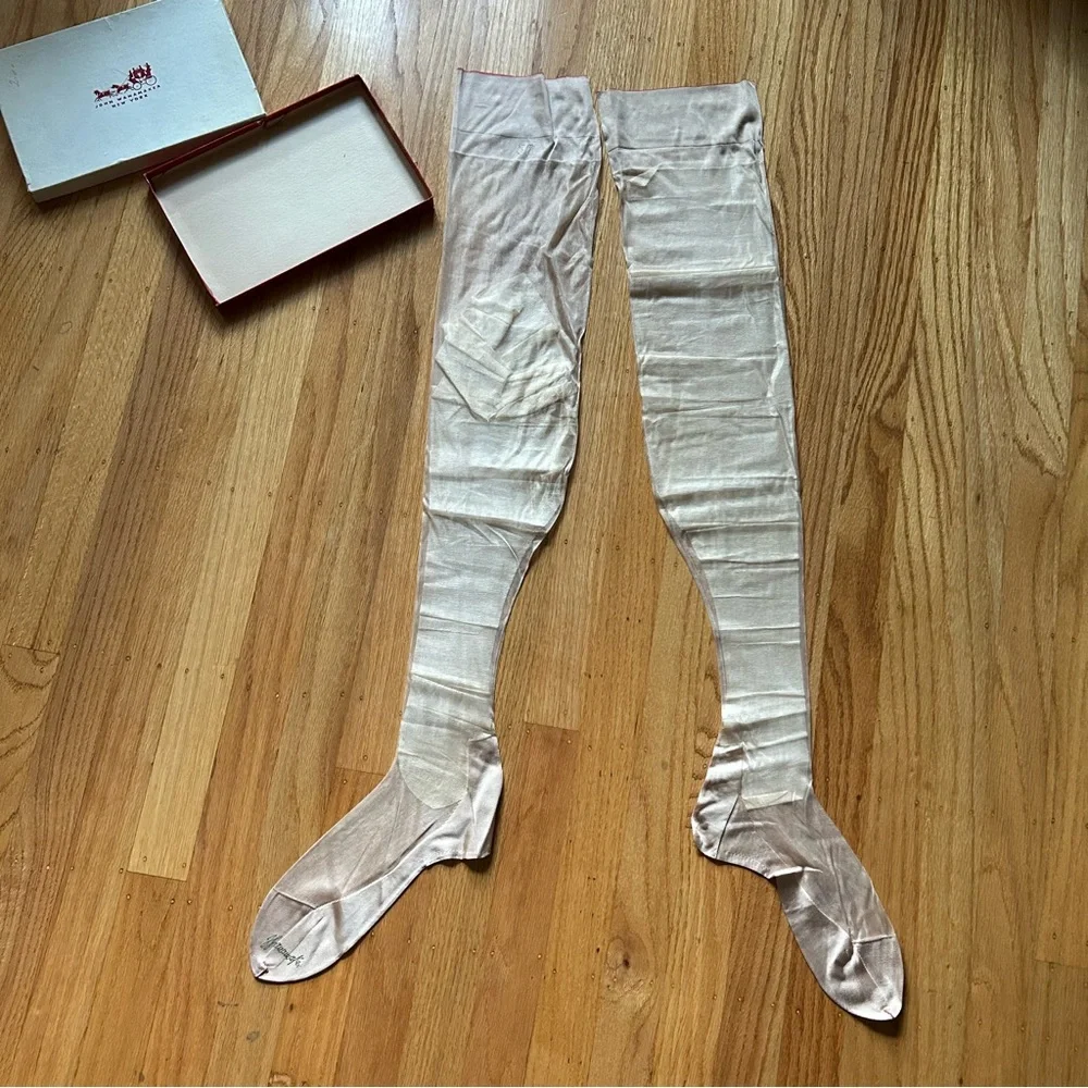 Vintage deadstock John Wanamaker silk nude stockings in original box